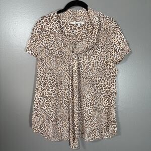 Quintessential Women's Leopard Print Semi-Sheer Retro Top - Large - Secretary